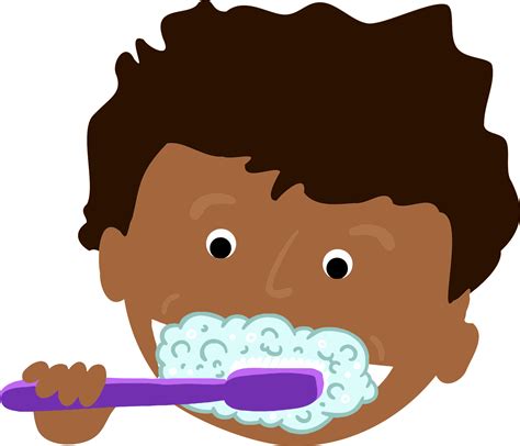 Cartoon tooth with toothbrush. . Brush teeth clip art